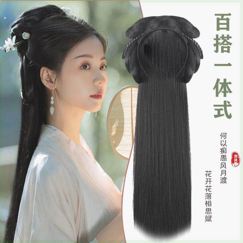 汉服假发一体式全套头饰汉服头饰古装假发一体式懒人发箍全套发饰