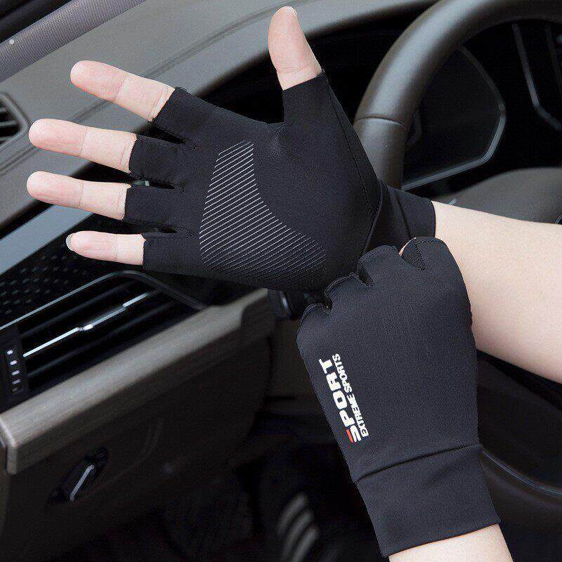 驾驶员男士开车专用手套薄款防晒汽车吸汗防汗半指夏天防滑骑行女