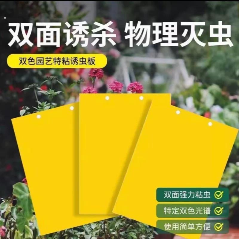 双面粘虫板大棚果树瓜菜园黄板沾小黑飞防虫贴纸蓟马蓝板诱虫板