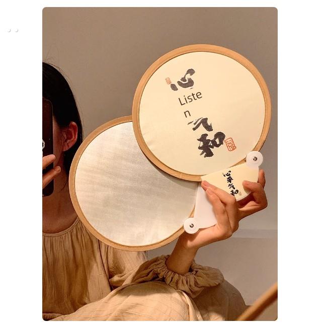 新中国风古风反射扇夏季便携式折叠小圆扇中国风书法迷你圆扇