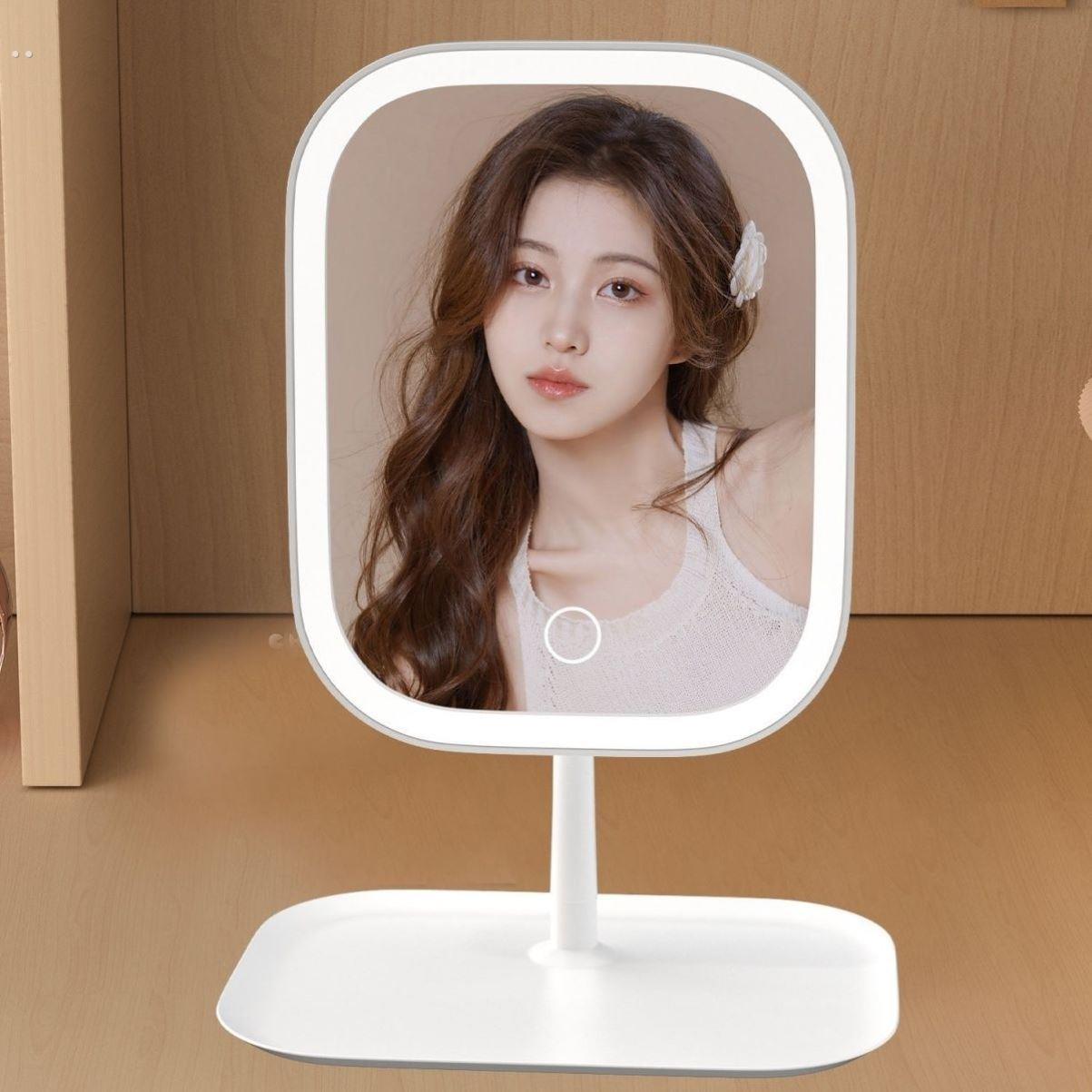 led台式智能化妆镜带灯女生卧室梳妆台镜子学生宿舍桌面ins梳妆镜