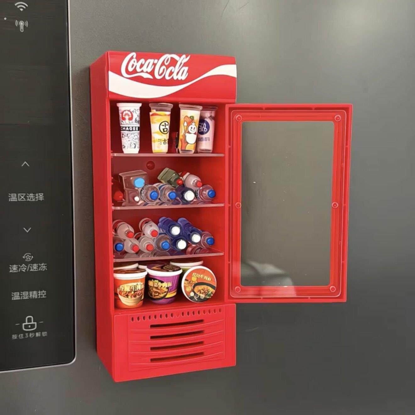 迷你可乐冰柜冰箱贴家用冰箱磁吸装饰品超市冰柜模型微缩场景摆件