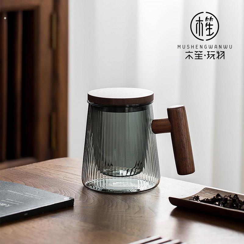 玻璃杯子泡茶水杯男士办公室高档带盖过滤茶水分离大容量