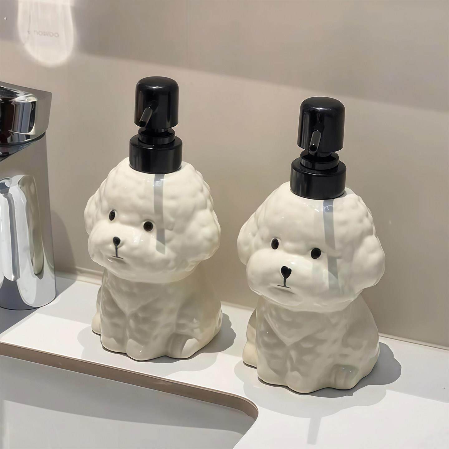 泰迪小狗乳液分装瓶按压式创意陶瓷家用卫生间洗漱台可爱洗手液瓶