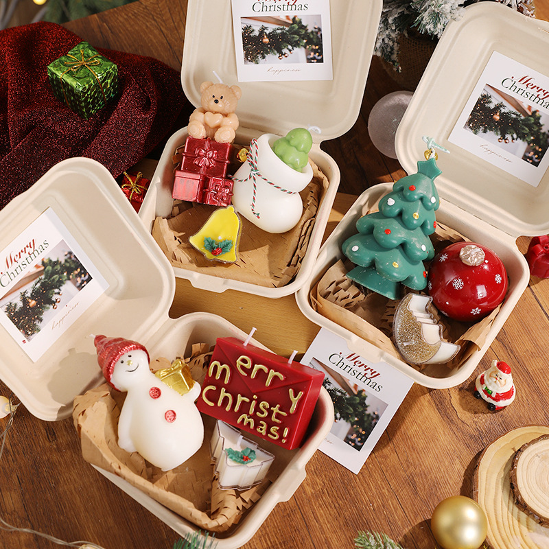 圣诞香薰蜡烛手绘圣诞树造型蜡烛礼盒实用小礼品圣诞节礼物伴手礼