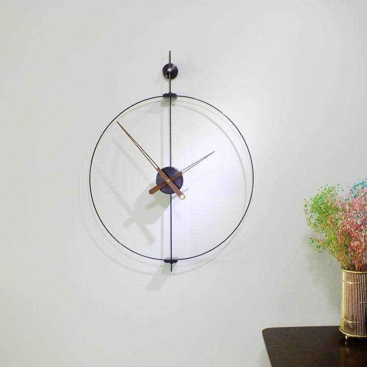 免打孔隐形挂钩北欧现代西班牙挂钟铝材电镀轻奢网红个性客厅壁挂