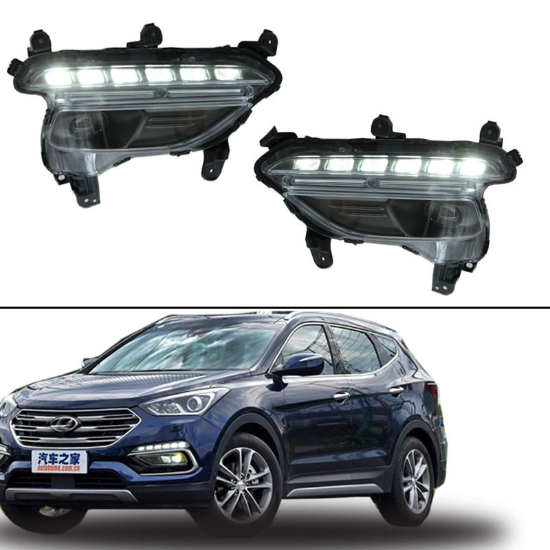 适用于HD IX45 2017 - 2018款LED雾灯日行灯总成前雾灯前杠灯