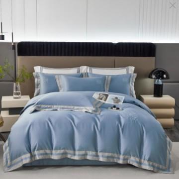 100支长绒棉匹马棉四件套纯棉套件贡缎欧式简约刺绣床上用品被套