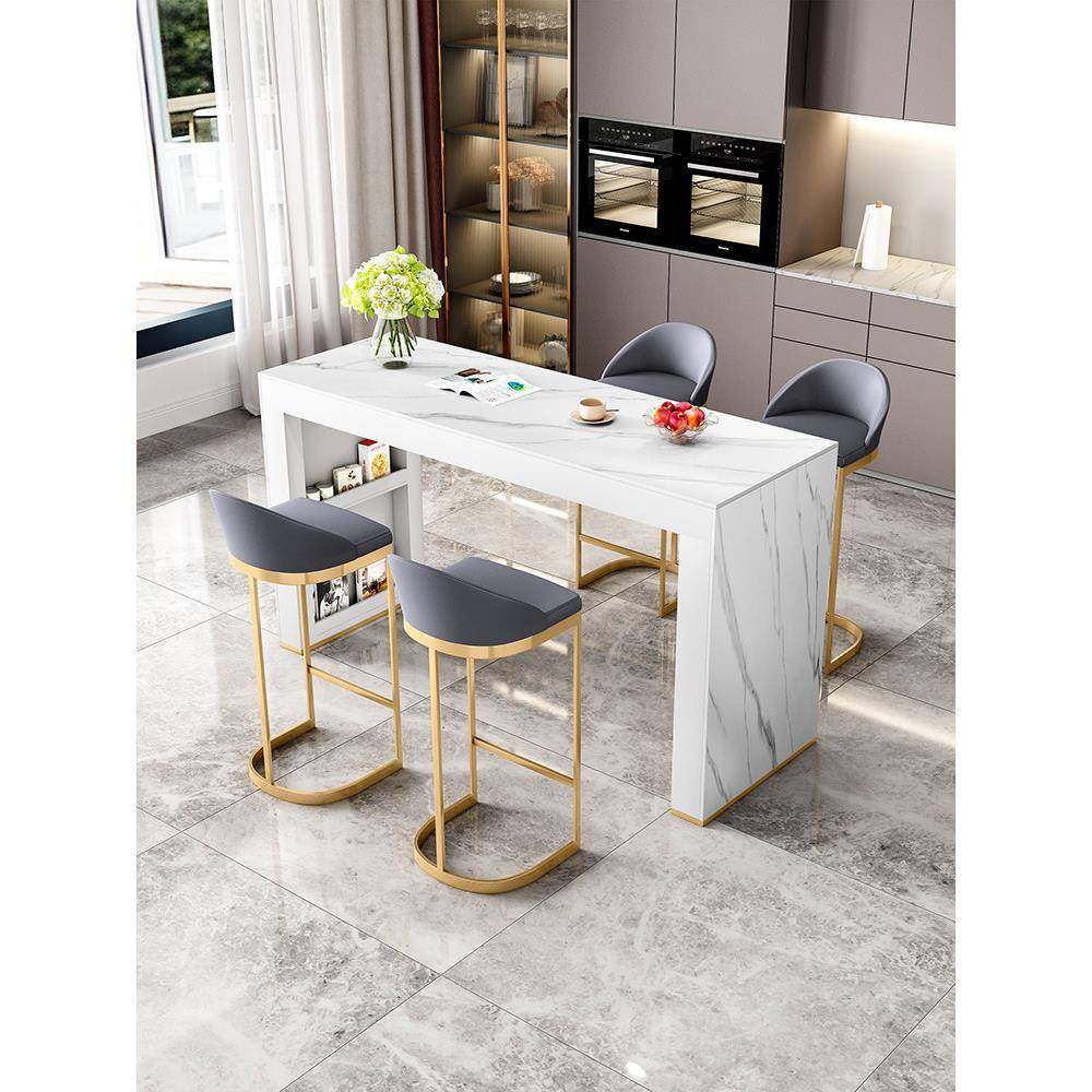 简约轻奢岩板中岛台餐吧台家用客厅隔断开放式厨房吧台桌高脚桌椅