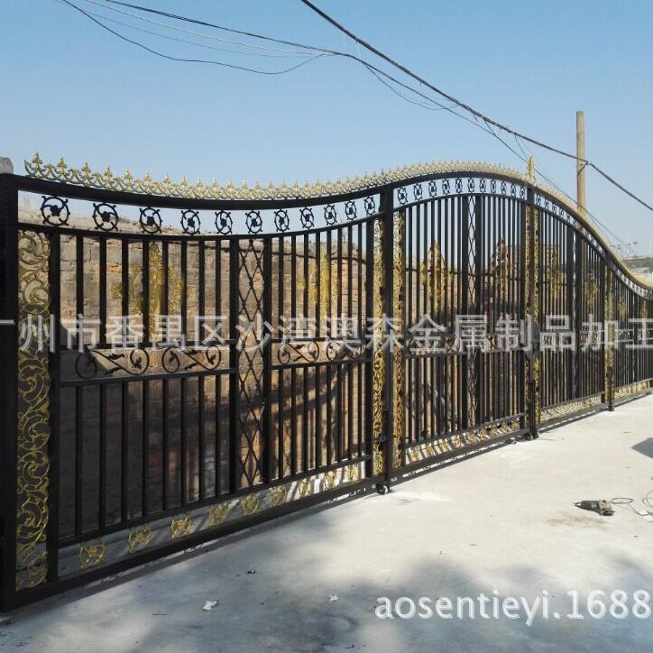 广州铁艺厂家直供欧式仓库入口铁大门烤漆热镀锌大门优质铁艺门