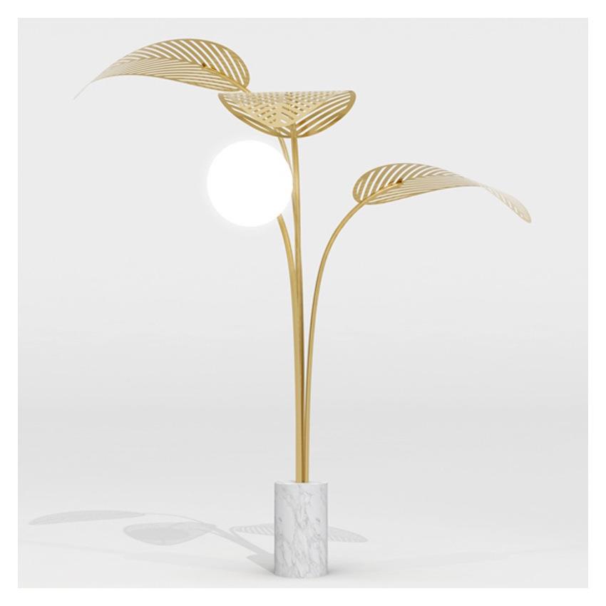 北欧简约植物台灯现代轻奢时尚卧室床头柜客厅芭蕉叶铁艺装饰灯