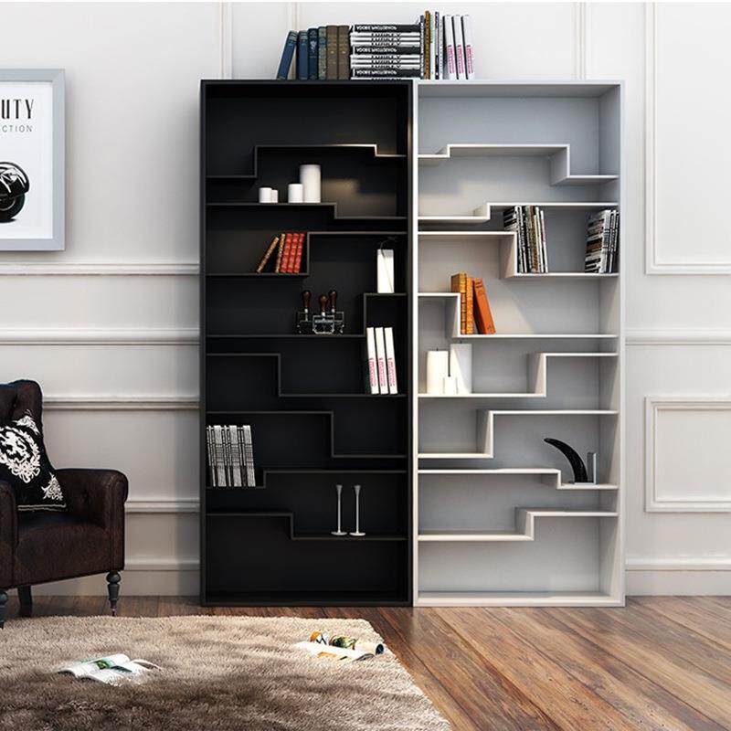 黑白钢琴烤漆书柜现代简约书架置物架落地书橱展示柜收纳创意收纳