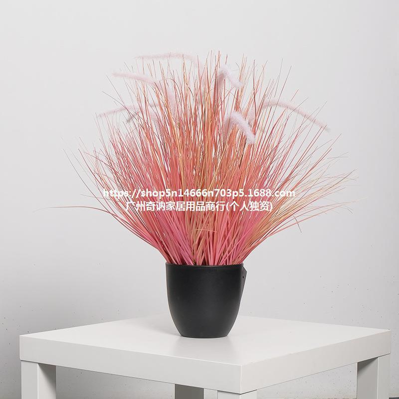粉红色狗尾巴草洋葱草仿真植物狗尾巴草洋葱草盆栽绿植摆件