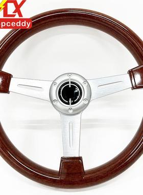 热销14寸ABS桃木款汽车改装复古方向盘竞技赛车通用孔距70mm