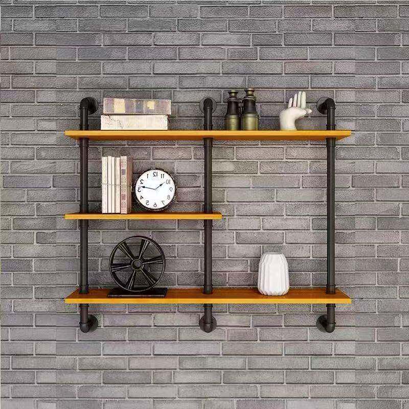 复古工业风铁艺水管书架墙上置物架浮动价多层壁挂金属支撑架