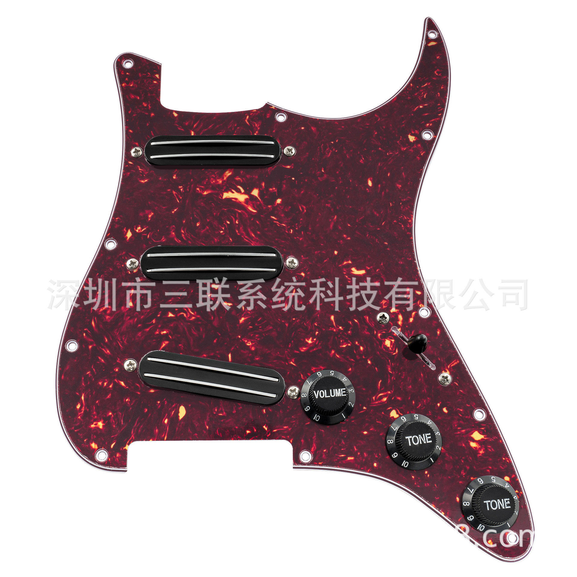 电吉他单单单壳小双轨拾音器套装护板旋钮电位器线路集成深棕龟甲