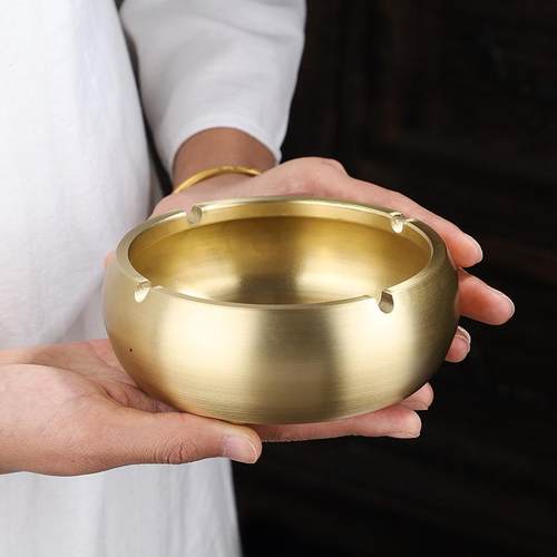 创意纯铜烟灰缸家用客厅烟灰缸新中式烟灰缸创意个性潮流烟缸复古