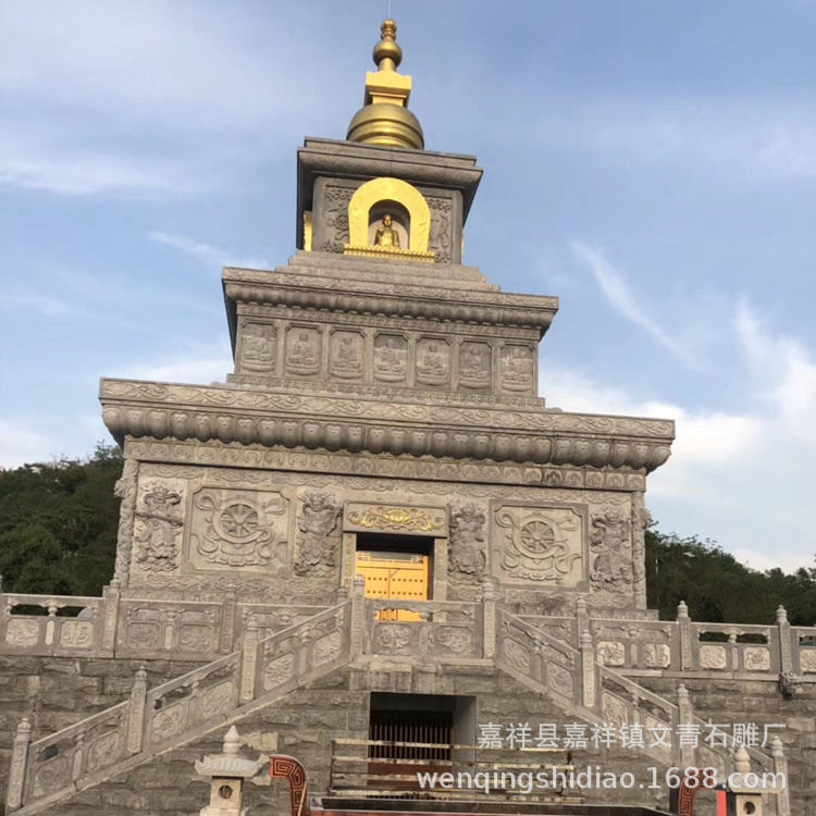 直销寺院天青石舍利塔大型石雕佛塔做工牢固欢迎选购