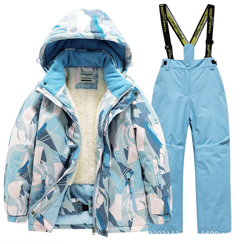 儿童滑雪服套装男童女童加厚防水保暖中大童宝宝滑雪衣裤全套装备