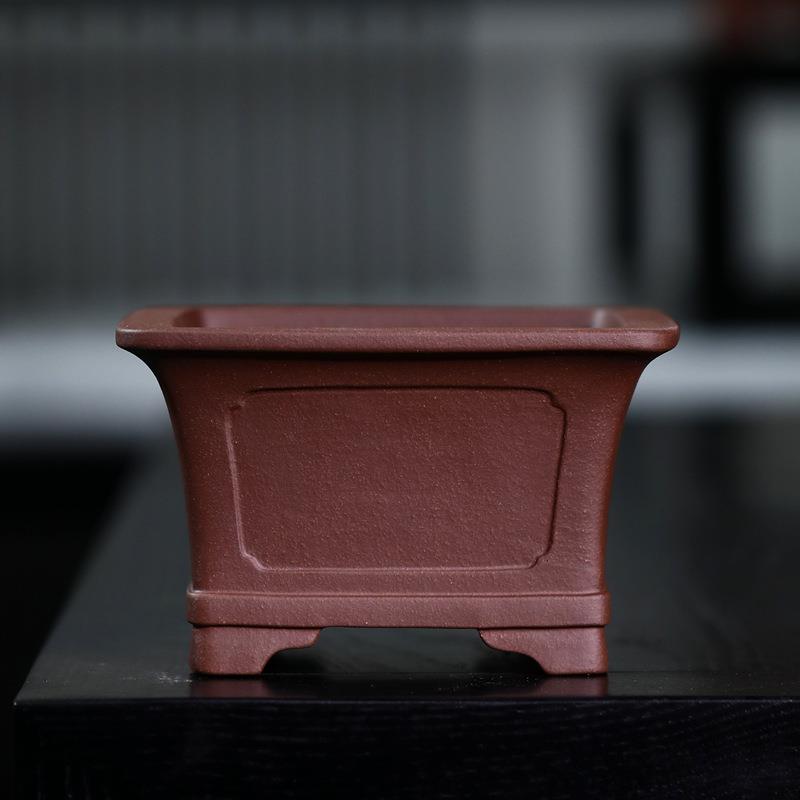 唯珍家精品奎面正方紫砂盆景盆精工好泥原矿泥料传统器型