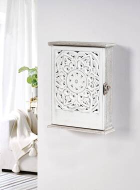 新品keybox木制钥匙收纳盒壁挂防尘挂钩玩具摆件镂空简约流行