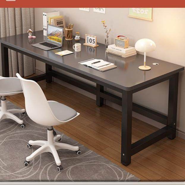 台式双人书桌学生家用桌子实木电脑桌学习桌卧室简易长条办公桌