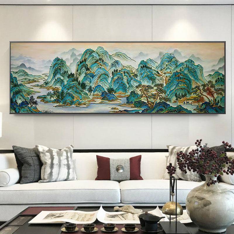 万壑松涛十字绣2024新款山水风景画大幅客厅满绣自己手工绣古典画