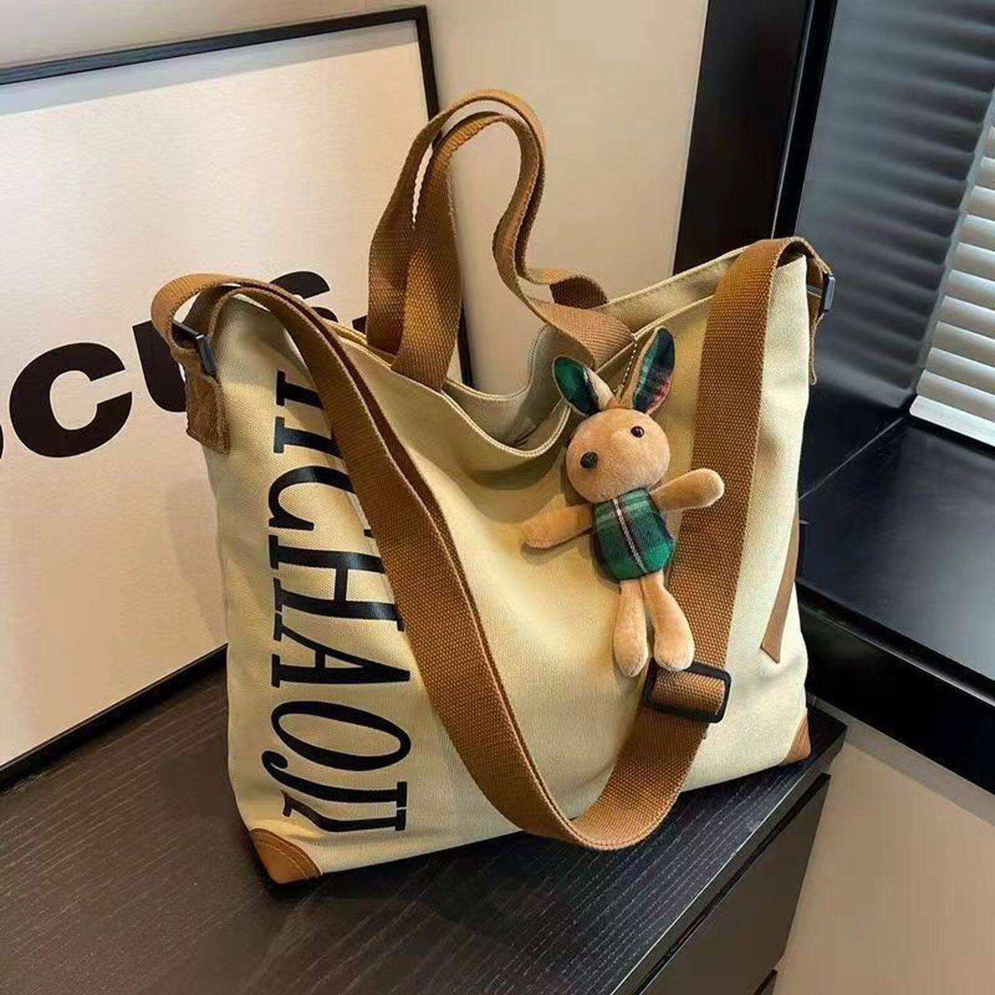 帆布包大容量女包休闲百搭单肩手提斜挎包大学生上课通勤托特包女