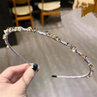 新款 高颜值轻奢水晶镶钻压发精美发箍青春美发饰 细款 韩式