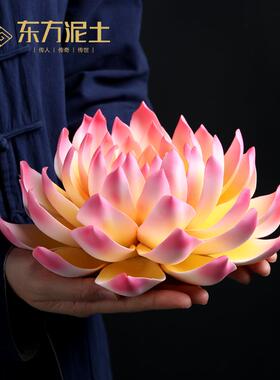 陶瓷莲花摆件新中式荷花禅意家居饰品客厅茶室佛堂佛系装饰工艺礼
