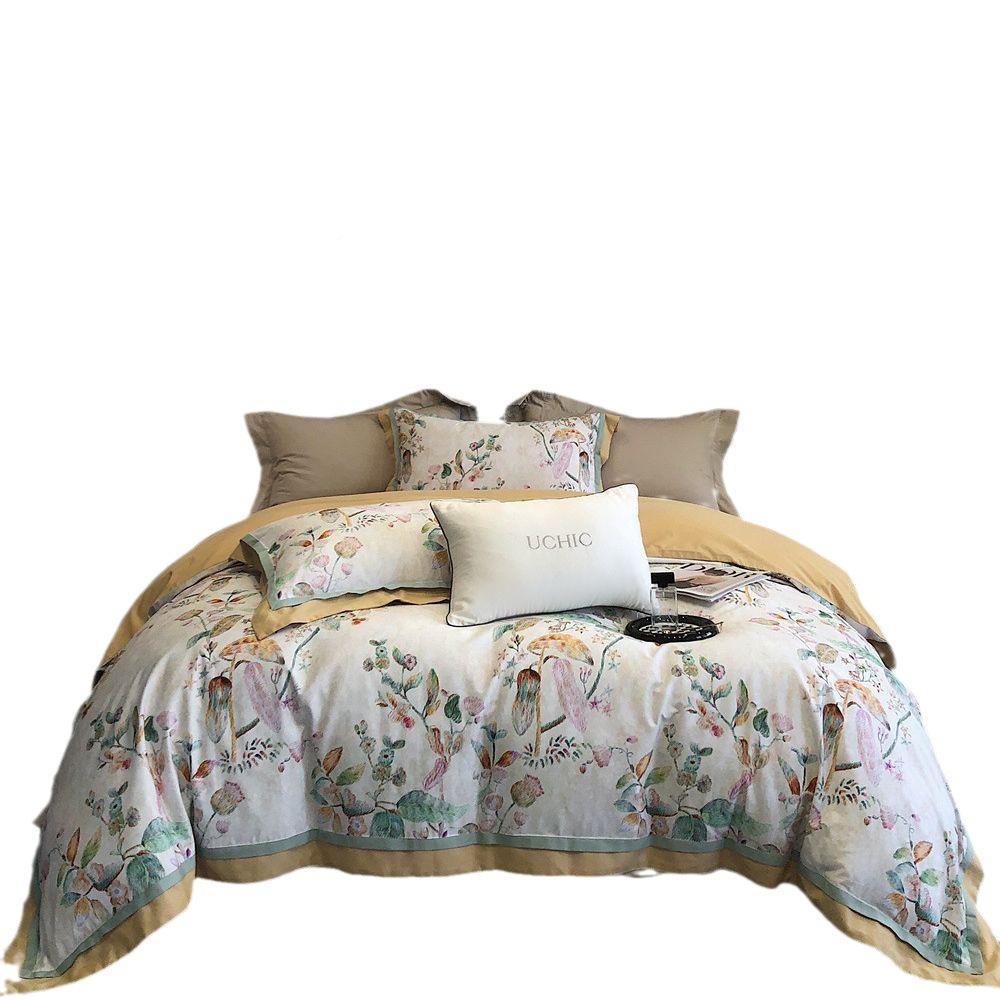 加厚棉贡单缎碳磨毛YC棉四件套纯棉全美式印花床被素套床品