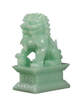 狮子摆件一对家居玄关客厅玉石工艺品办公室店铺收银台开业装饰品