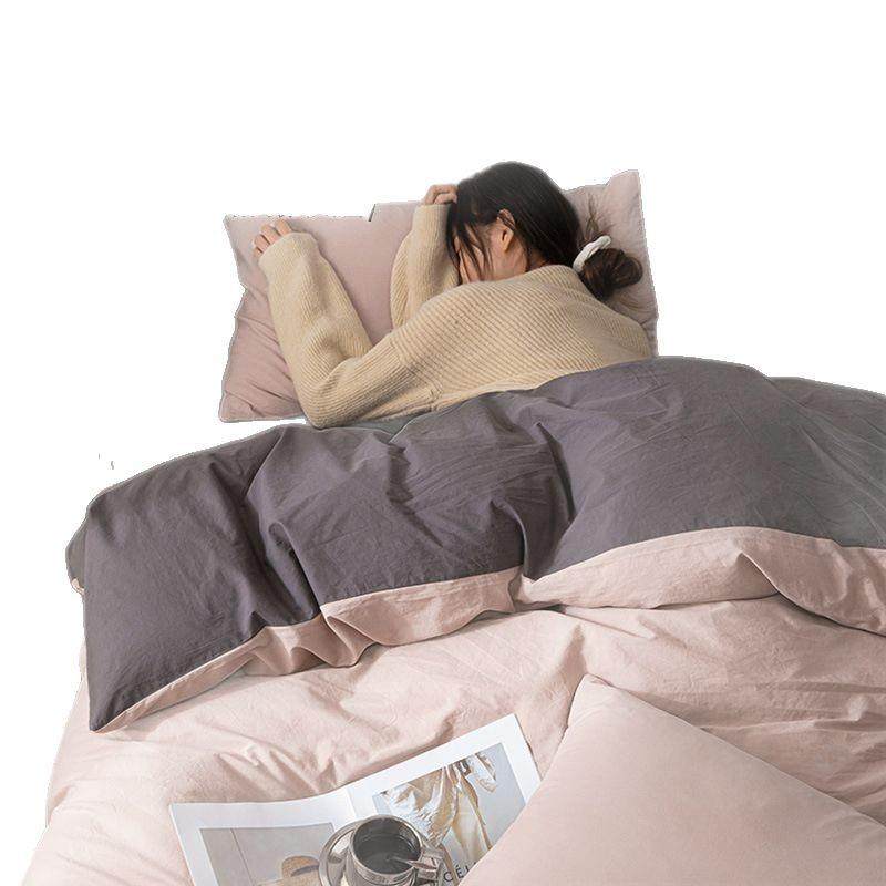 A纯棉四件套类纯色双拼100全棉三件套床单被罩单人学生宿舍被套,床上用品,学生床品套件,淘宝优惠券,粉丝福利购,淘宝优惠卷