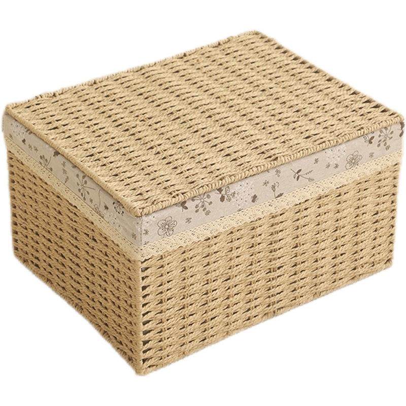 草编收纳筐储物箱带盖仿藤编玩具零食杂物收纳箱编织脏衣筐收纳篮,收纳整理,收纳箱,淘宝优惠券,粉丝福利购,淘宝优惠卷