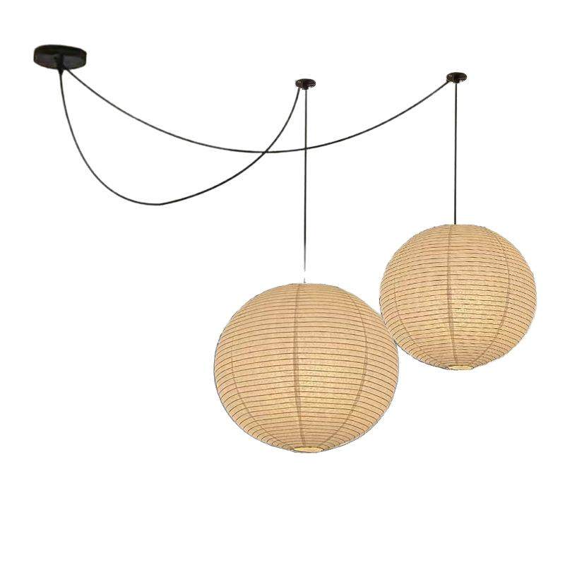 日式侘寂风宣纸可移位圆球吊灯客厅餐厅服装店咖啡店民宿氛围灯,家装灯饰光源,智能吊灯,淘宝优惠券,粉丝福利购,淘宝优惠卷