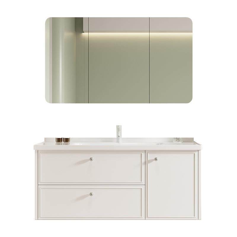 法式浴室柜奶油风陶瓷一体盆洗脸洗手台盆柜组合橡木卫浴柜洗漱台