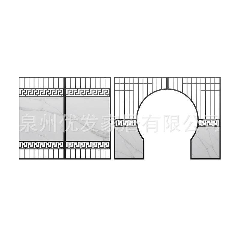 新中式月洞门铁艺隔断包间餐厅卡座屏风茶楼火锅店大厅包厢格栅