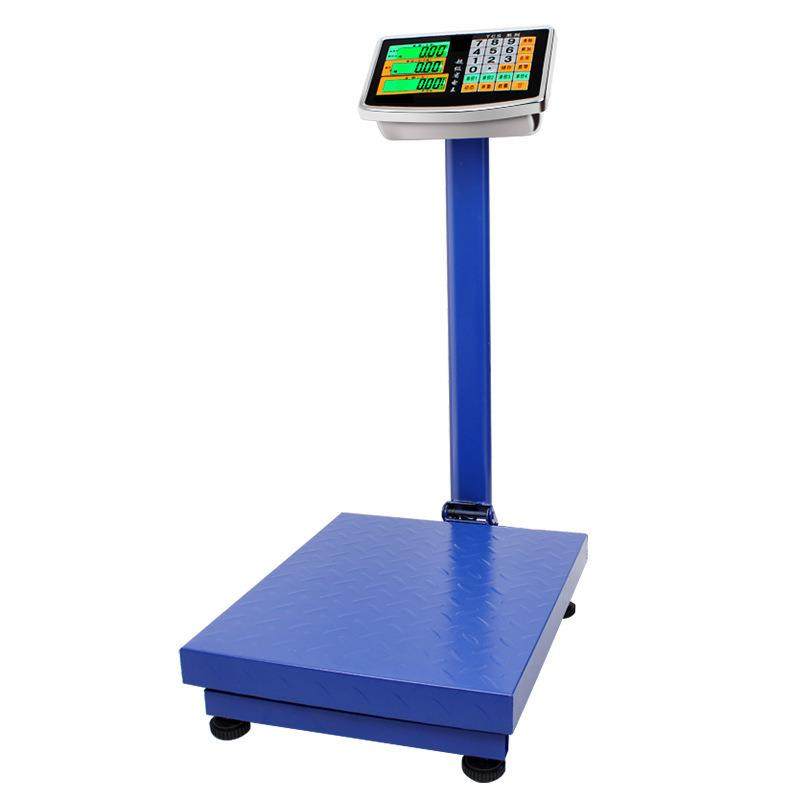 厂家电子秤计重计价台秤商用不锈钢折叠150kg磅秤蓝色支架