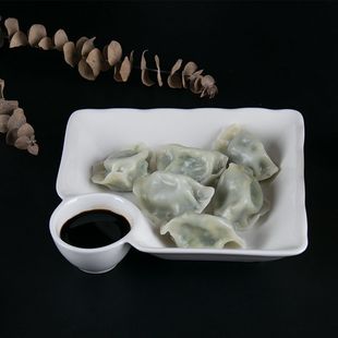 创意日式 新款 饺子盘带醋碟碗家用水饺蘸料专用陶瓷餐盘餐具饺盘