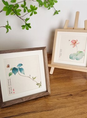 复古水墨卉名家诗词摆台画斗柜玄关装饰画