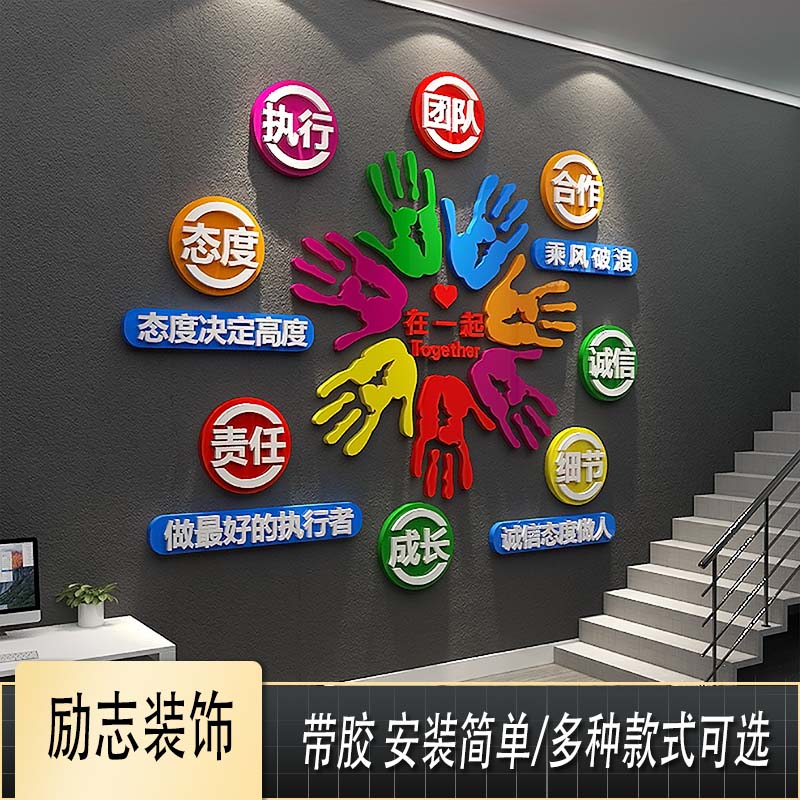 办公室楼梯公司布置形象励志标语贴墙面装饰企业文化会议背景团队