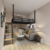 现代铁艺床加固经济型阁楼lt加厚高架床多功能创意悬挂吊床