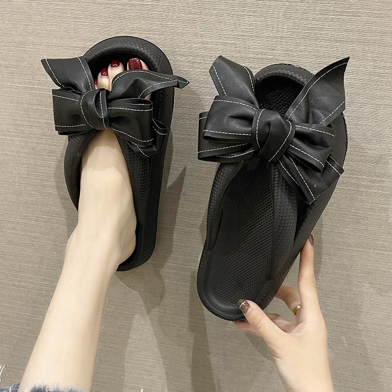 人字拖女夏季外穿in蝴蝶结厚底踩屎感防滑沙滩鞋海边夹脚凉拖鞋