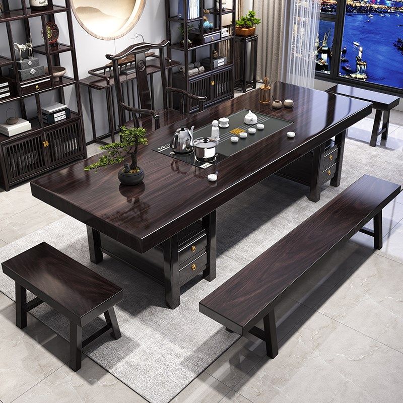 实木大板茶桌椅新家用黑檀茶几装一体办公室泡茶台,住宅家具,家用茶台/茶桌,淘宝优惠券,粉丝福利购,淘宝优惠卷
