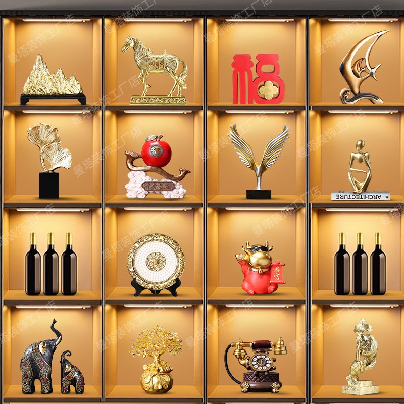 现代酒柜高档客厅电视柜摆件高端大气上档次工艺品装摆设