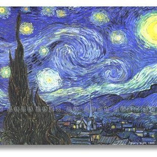 梵星月夜客厅书房酒吧饭店装饰画无框挂画凡艺术品复制