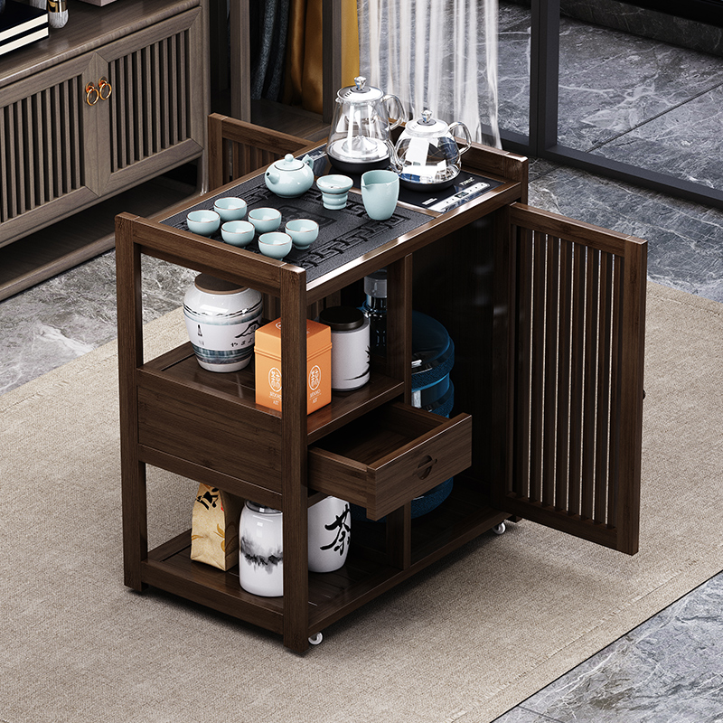 移动茶台小茶桌家用中式茶水柜茶车带轮茶几功夫茶具装烧水一体