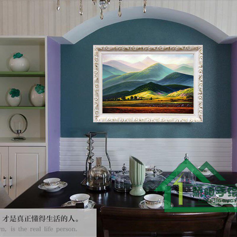 纯手绘欧式巨人山无水山油画客厅风景挂画大尺寸靠山抽象装饰画