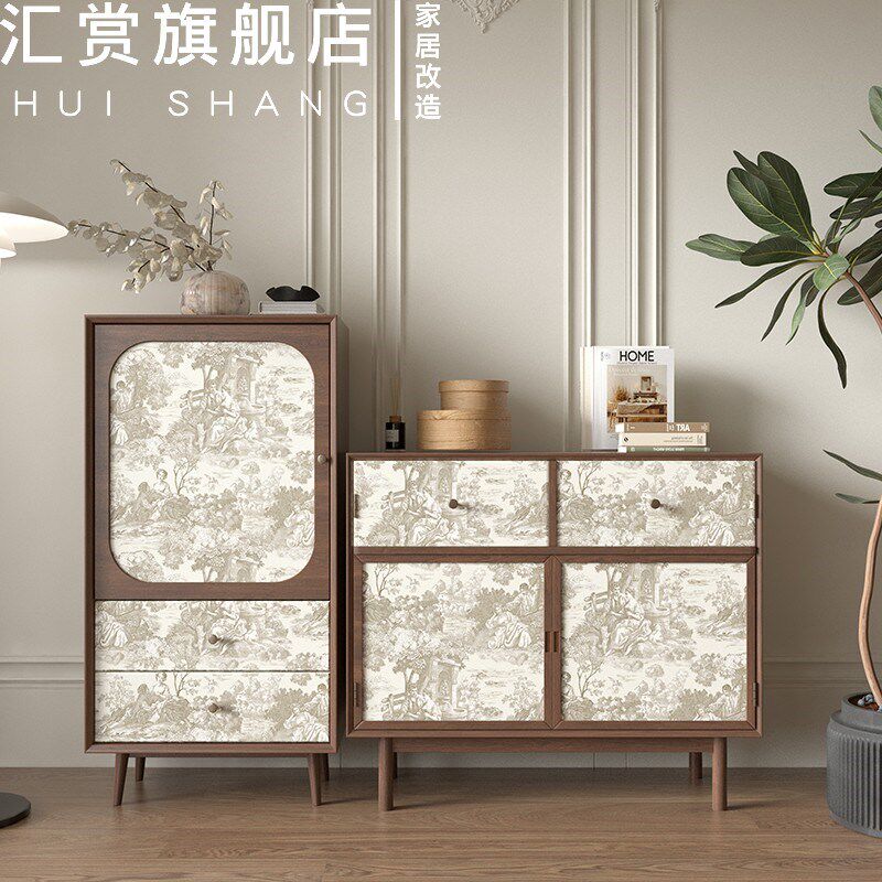法式复古纸翻新家具自粘装饰防水卧室房间画壁纸