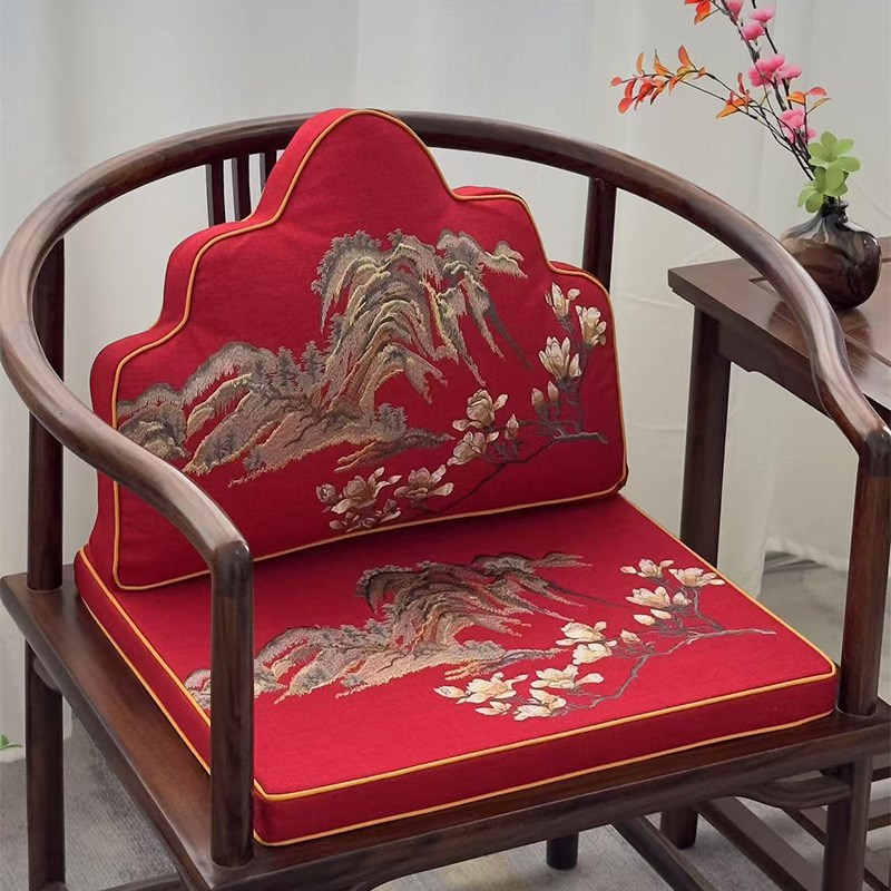 中式红木椅子坐垫靠背一体红木沙发垫子实木圈椅太师椅茶椅垫座垫